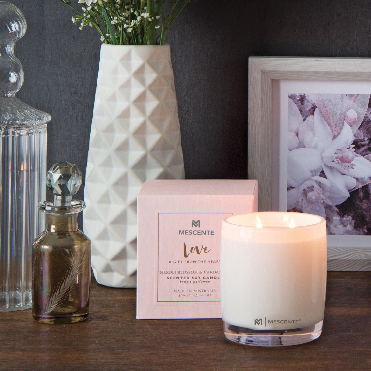 مجموعة ناشرة الروائح العطرية من إم آند سينت، زجاجة كبيرة من الزجاج، مع عصي الروطان