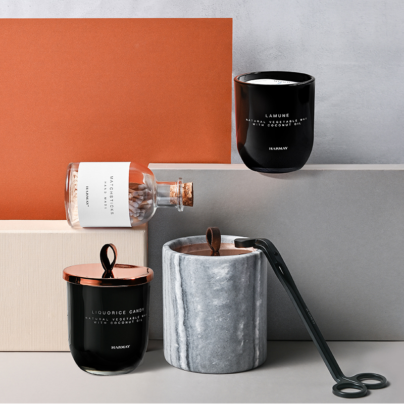 M&Scent بالجملة ديكور فاخر خاص بعلامة خاصة شمعدان المعطرة من الزجاج الأسود والكريستال