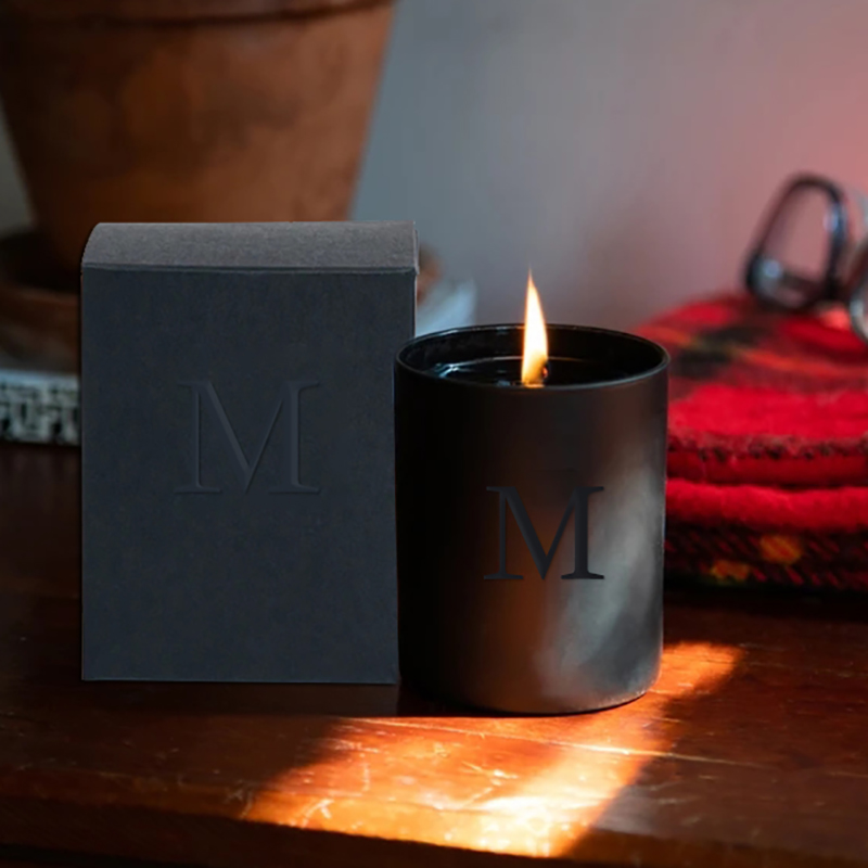 M&Scent الجملة جرة براد فريد من ميتال ميتاليك الأسود شموع المعطرة بالبلورات