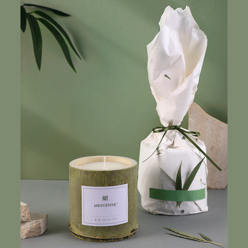 حاملة شموع خشبية فاخرة من M&Scent بملصق خاص معطرة مع صندوق