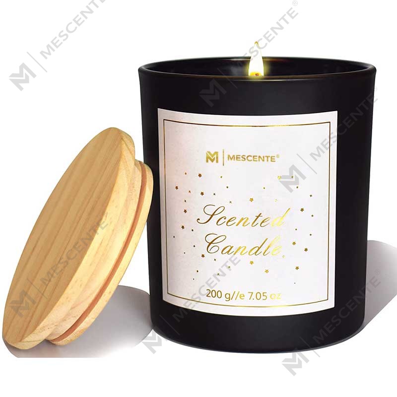 زجاجة زجاجية صغيرة مستديرة من الكريستال بشعار M&Scent المخصص مع شموع قوية برائحة القهوة وشمع الصويا مع صندوق بكميات كبيرة