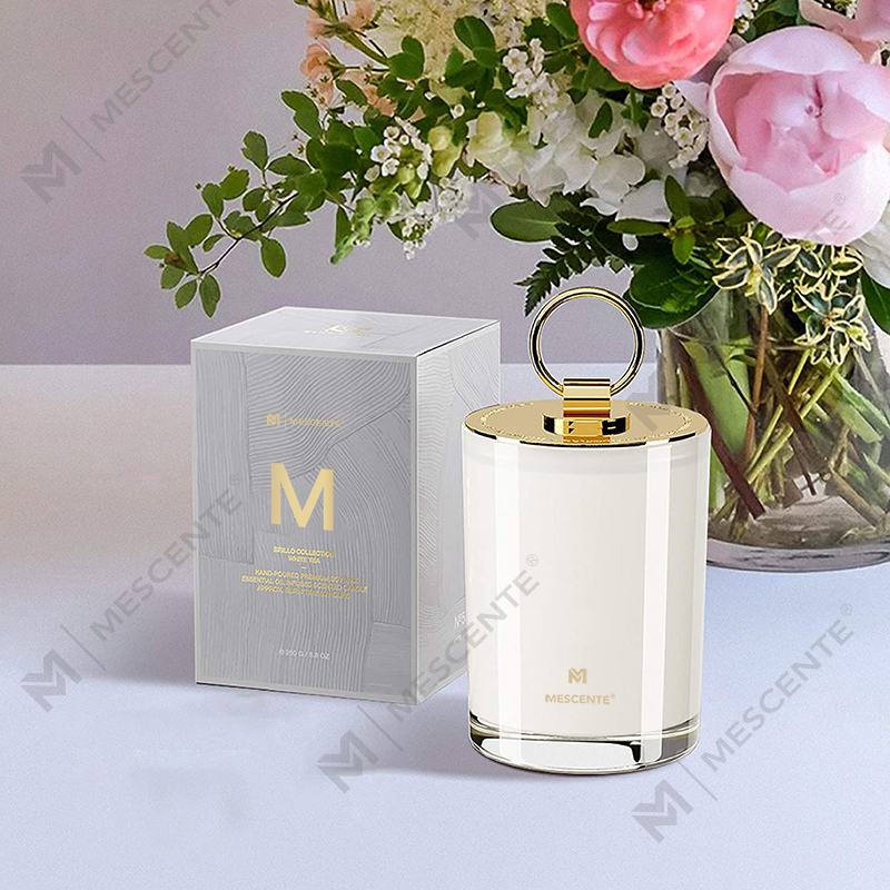 شموع M&Scent الفاخرة المصنوعة من شمع الصويا الأبيض بشعار مخصص لحفلات الزفاف، شمعة مخصصة للمخيمات