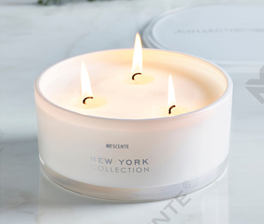 جرة زجاجية خاصة للبيع بالجملة من Mescente، 3 فتيل، شمعة معطرة بشمع الصويا بنسبة 100%