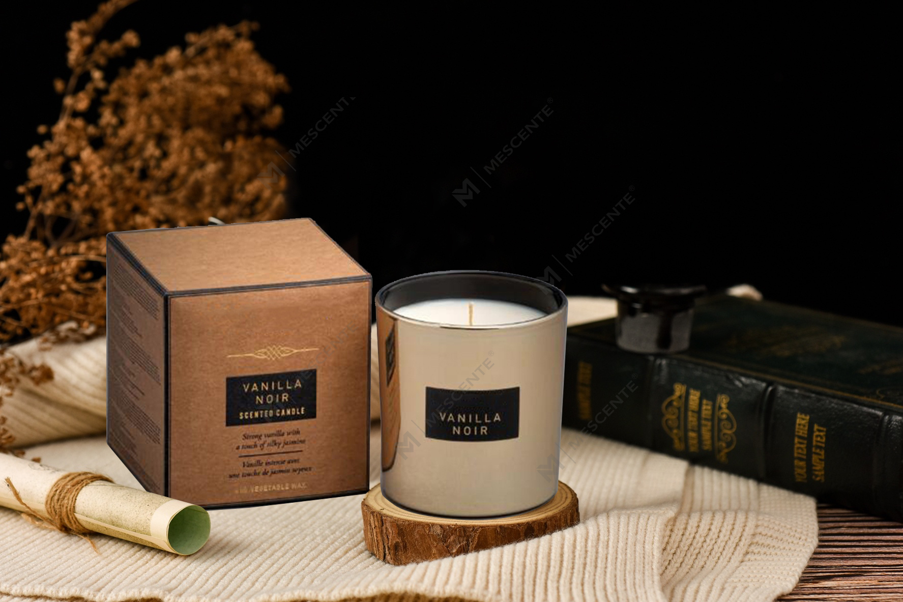 شمعة صويا معطرة بزجاج مرآة كبيرة السعة 540 جرام