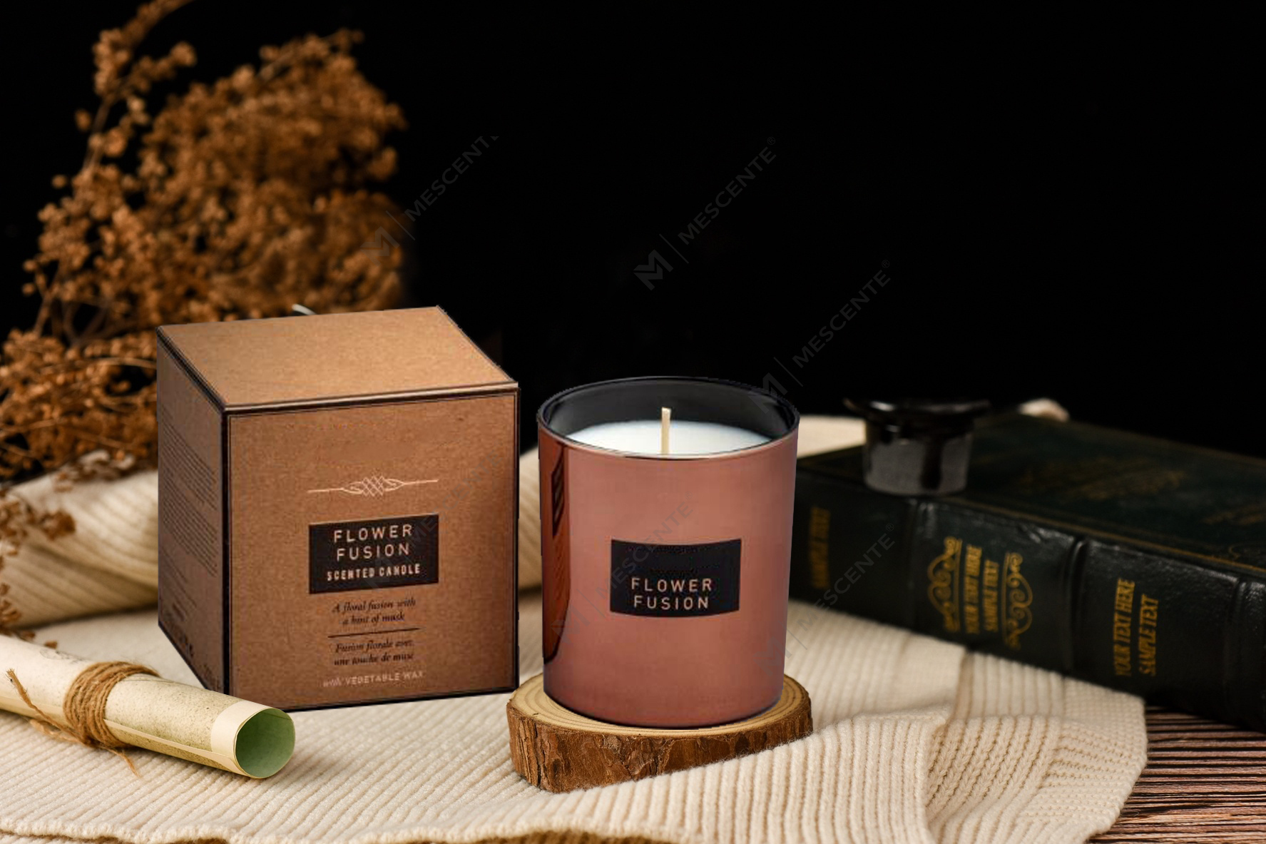 شمعة صويا معطرة بزجاج مرآة كبيرة السعة 540 جرام