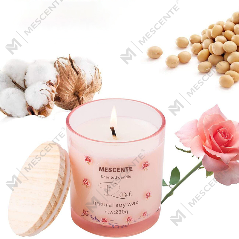 حامل زجاجي فاخر مصنوع يدويًا من السيراميك الروحي من M&Scent مع شمعة برائحة الفانيليا مع بلورات