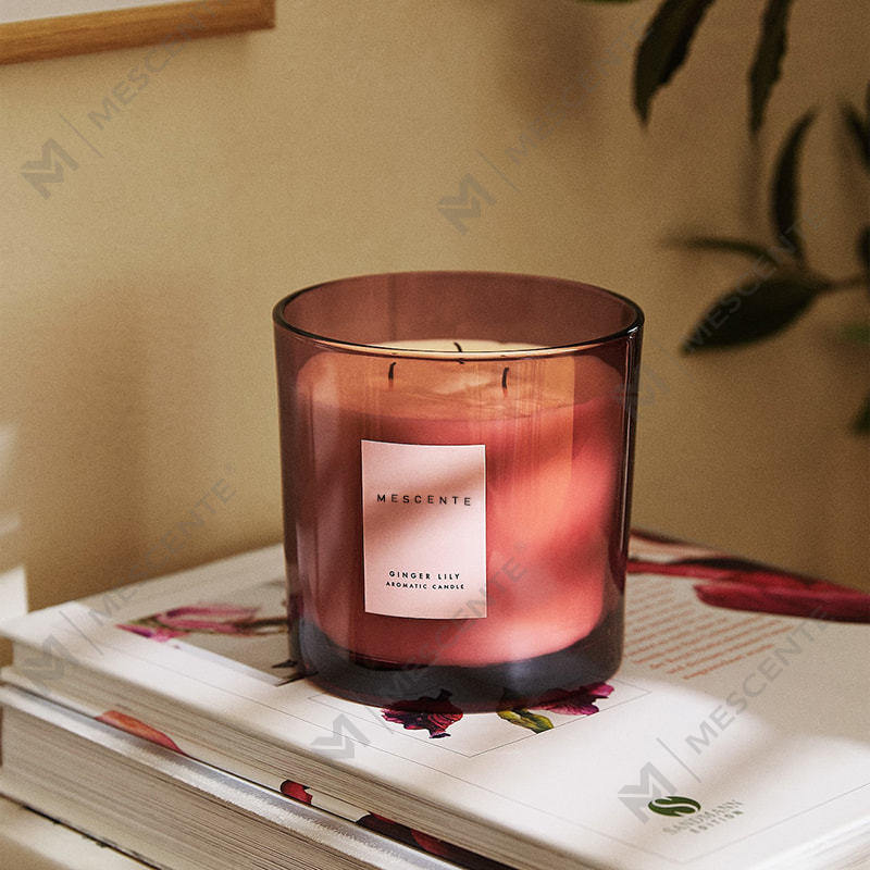 شموع الصويا الفاخرة المخصصة من M&Scent ذات 3 فتائل مع غطاء خشبي A29273-1