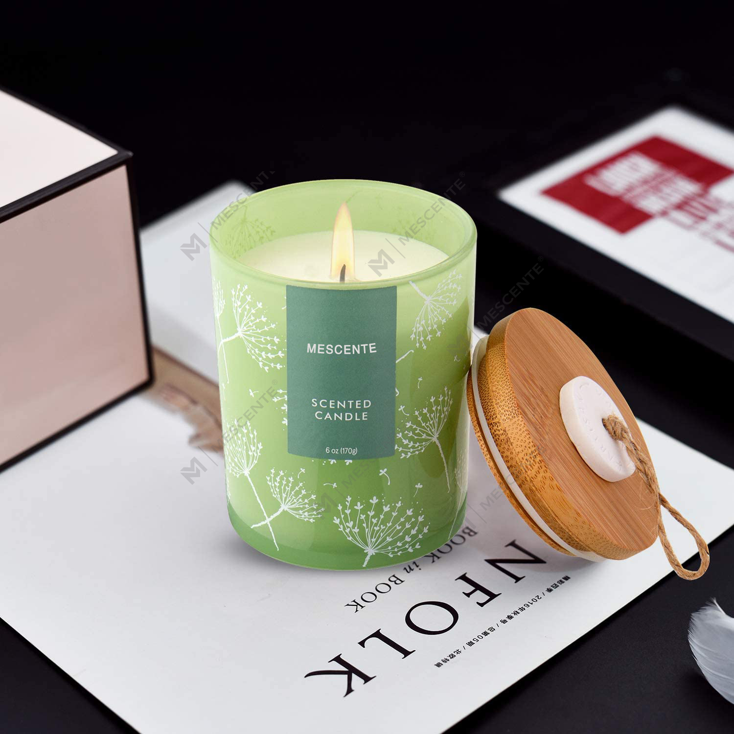 عينة من الشموع المعطرة العطرية من M&Scent، شموع معطرة مع زهور مجففة، مطبوعة بشعار مخصص