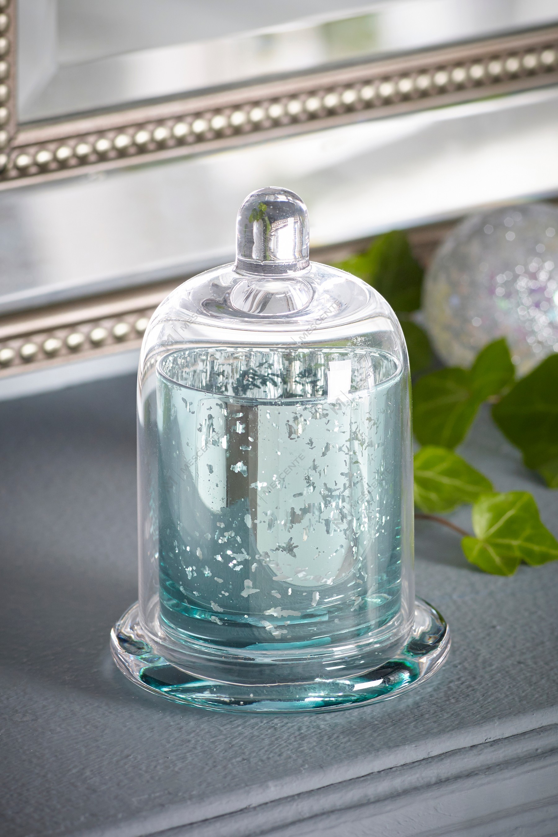 Mescente غطاء مقبب فضي فاخر حامل شموع معطر جرار قبة زجاجية