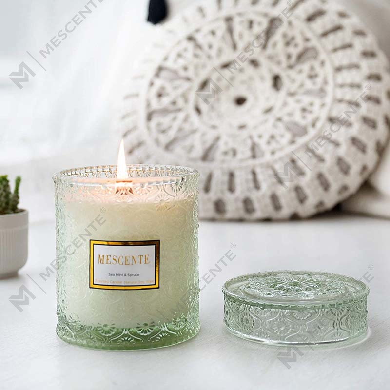 شمعة سبا M&Scent محلية الصنع برائحة شمع الصويا والنعناع ورائحة الزهور المجففة