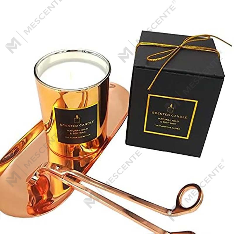 شمعة علاجية عطرية فاخرة جديدة قوية للغاية معطرة من الصويا الطبيعي الذهبي بغطاء معدني من الذهب الوردي