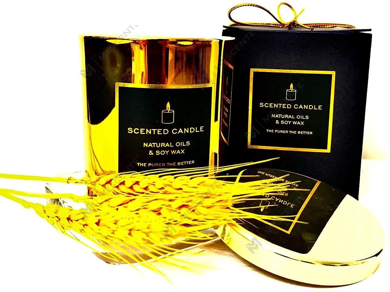 شمعة علاجية عطرية فاخرة جديدة قوية للغاية معطرة من الصويا الطبيعي الذهبي بغطاء معدني من الذهب الوردي