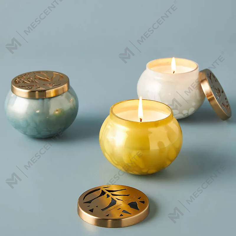 M&scent علامة تجارية خاصة مخصصة للديكور المنزلي أوعية شموع زجاجية فاخرة مع شموع معطرة بشمع الصويا مع غطاء