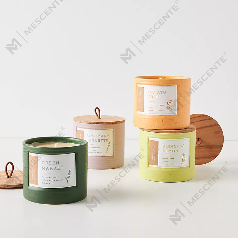 مرطبانات سيراميك ملونة ذات علامة تجارية خاصة من M&Scent معطرة بشمع الصويا وشموع أنيقة