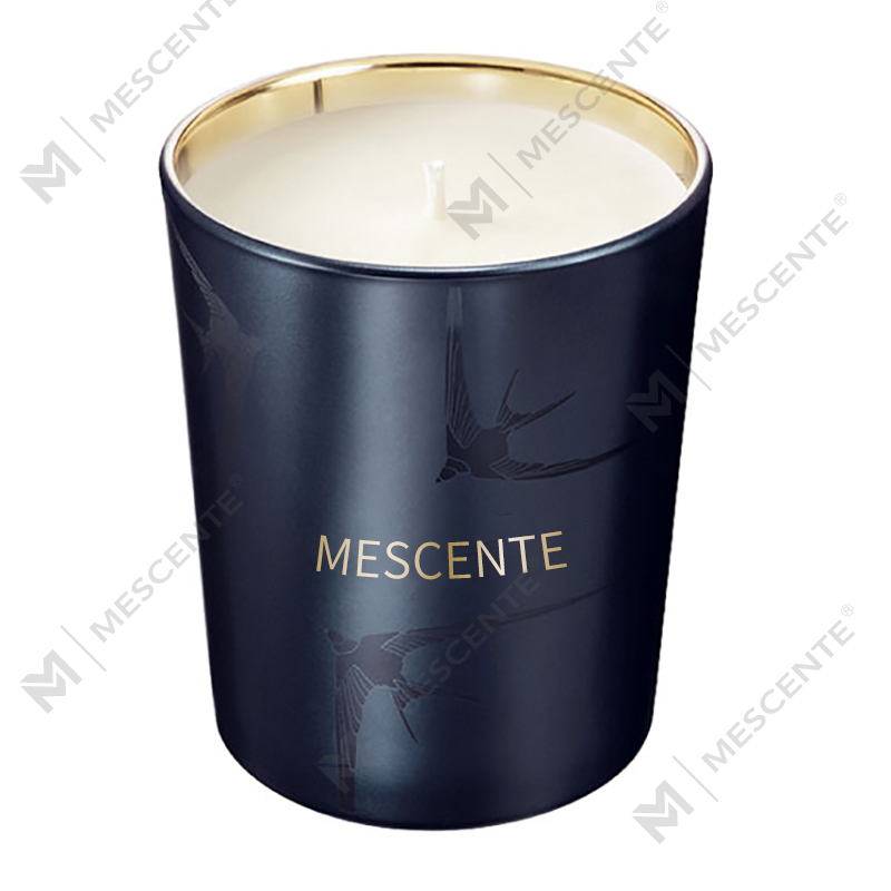 حامل زجاجي فاخر مصنوع يدويًا من M&Scent مع شمعة برائحة الفانيليا مع بلورات